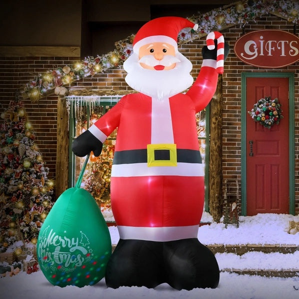 Giant Inflatable Santa Claus With Large Gift Bag