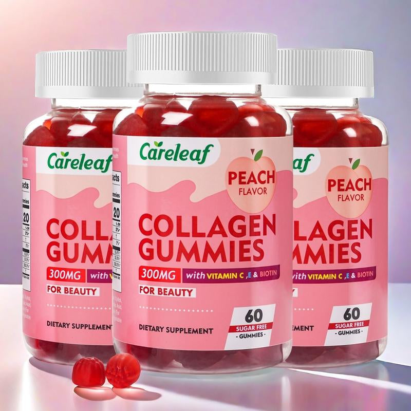 Sugar-Free Collagen Beauty Gummy Vitamin - Collagen, Vitamin C, E & Biotin - Supports Healthy Hair, Skin & Nails - Vegan, Plant-Based, Non-Gmo