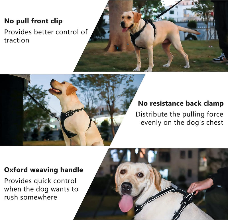 Light up Dog Harness There Are 3 Light Modes with Control Handle and Reflective Strap