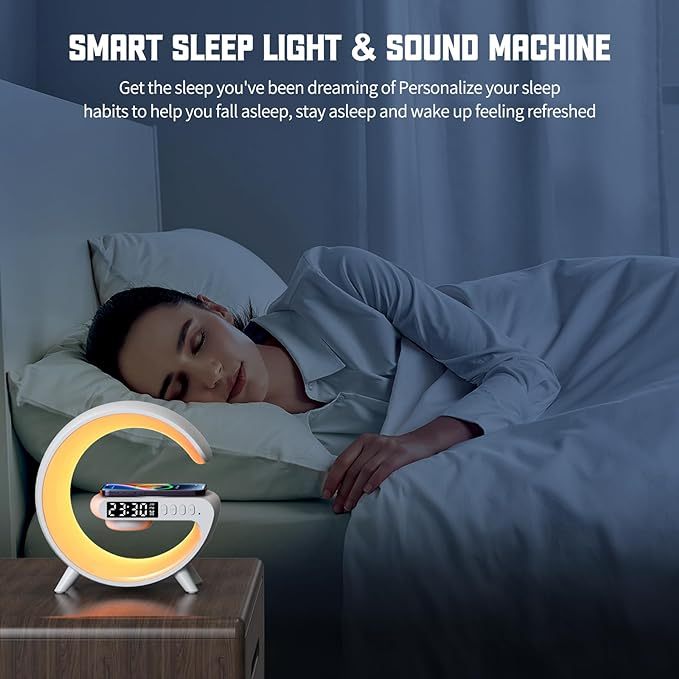 New Intelligent G Shaped LED Lamp Bluetooth Speaker Wireless Charger Atmosphere Lamp App Control For Bedroom Home Decor