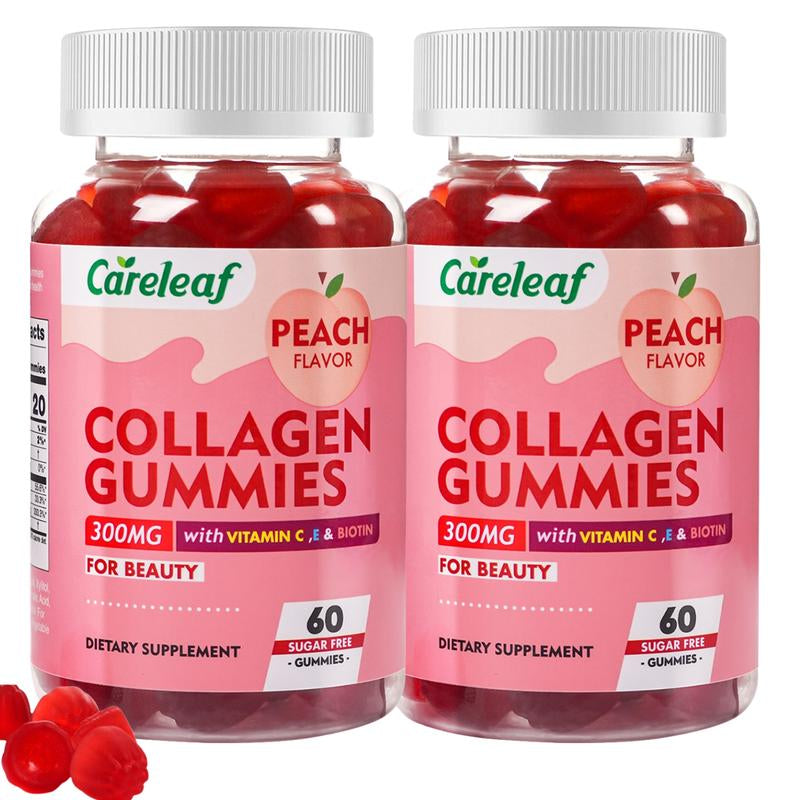 Sugar-Free Collagen Beauty Gummy Vitamin - Collagen, Vitamin C, E & Biotin - Supports Healthy Hair, Skin & Nails - Vegan, Plant-Based, Non-Gmo