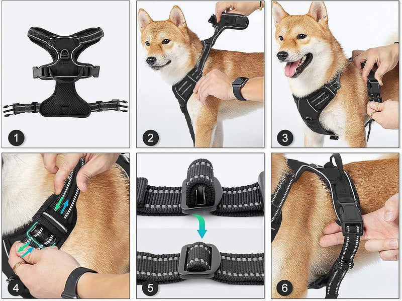 Light up Dog Harness There Are 3 Light Modes with Control Handle and Reflective Strap