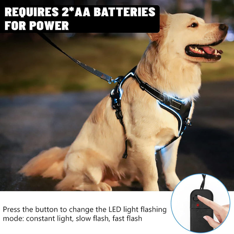 Light up Dog Harness There Are 3 Light Modes with Control Handle and Reflective Strap