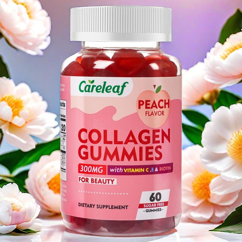 Sugar-Free Collagen Beauty Gummy Vitamin - Collagen, Vitamin C, E & Biotin - Supports Healthy Hair, Skin & Nails - Vegan, Plant-Based, Non-Gmo