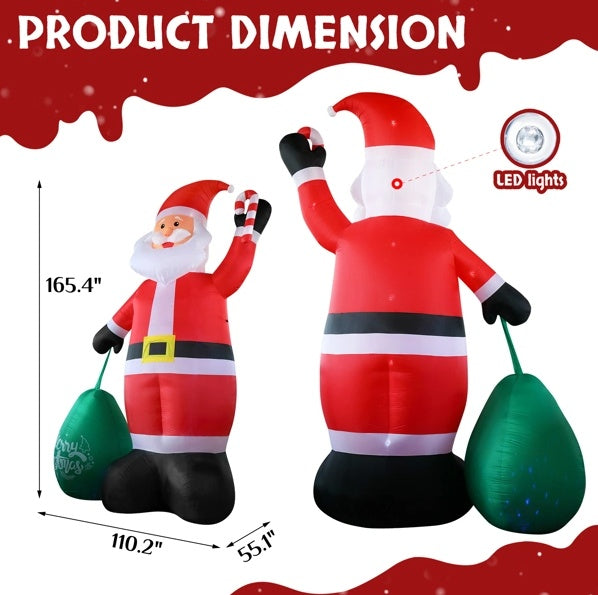 Giant Inflatable Santa Claus With Large Gift Bag