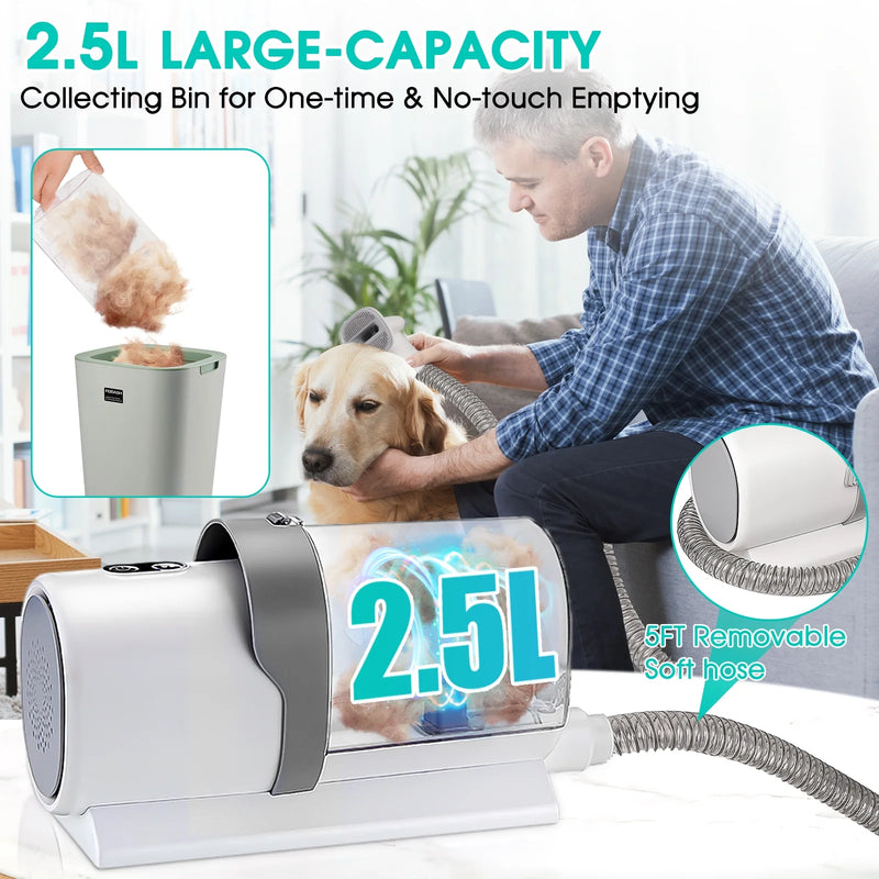 11Kpa Low Noise Pet Groomer Vacuum Suction with 3 Suction Mode