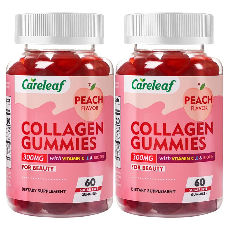 Sugar-Free Collagen Beauty Gummy Vitamin - Collagen, Vitamin C, E & Biotin - Supports Healthy Hair, Skin & Nails - Vegan, Plant-Based, Non-Gmo