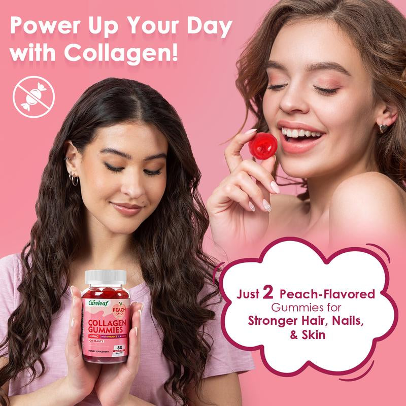 Sugar-Free Collagen Beauty Gummy Vitamin - Collagen, Vitamin C, E & Biotin - Supports Healthy Hair, Skin & Nails - Vegan, Plant-Based, Non-Gmo