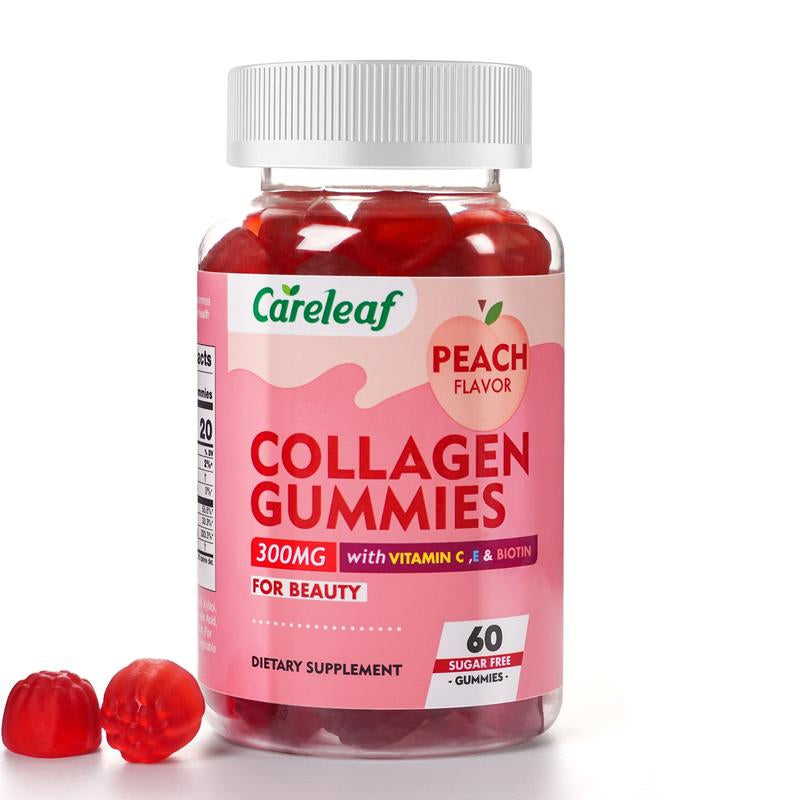 Sugar-Free Collagen Beauty Gummy Vitamin - Collagen, Vitamin C, E & Biotin - Supports Healthy Hair, Skin & Nails - Vegan, Plant-Based, Non-Gmo